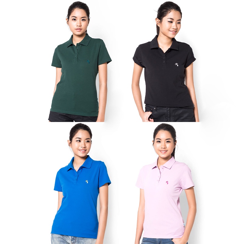OASIS เสื้อโปโลหญิง สีพื้น ผ้าคอตตอน สแปนเด็กซ์ รุ่น LMP-0157