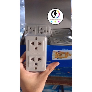 ปลั๊กกราวด์คู่ลอย ปลั๊ก 2 ที่มีกราวด์อย่างดียี่ห้อ Panawa 16A 250V~