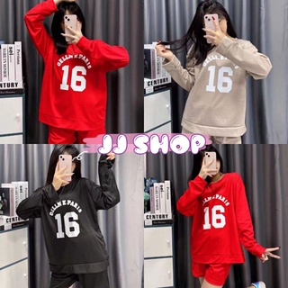 JJ Shop​💜​พร้อมส่ง ชุดเซ็ท เสื้อสเวตเตอร์​แขนยาว คอกลม+ขาสั้น ใส่สบายสีแดงเก๋ "DX-16" -​N 05