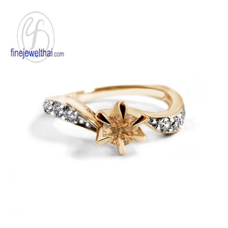 Finejewelthai-แหวนซิทริน-ซิทริน-แหวนCZ-แหวนเงินแท้-แหวนพลอย-พลอยประจำเดือนเกิด-R1211ct (เลือกสีตัวเรือนได้)