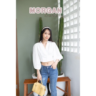 Morgan top– White เสื้อแขนยาวสีขาว กระดุมหน้า ผ้าใส่สบาย