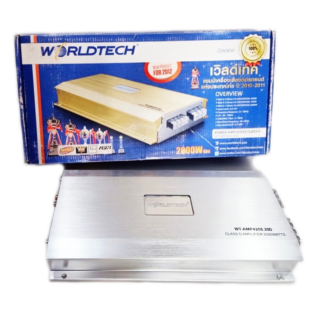 เพาเวอร์แอมป์ติดรถยนต์แรงๆดีๆ WORLDTECH รุ่น WT-AMP4258.20D CLASS D 2000w.MAX