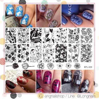 แผ่นปั๊มลายเล็บผืนผ้า - ดอกไม้ ทิวลิป opi essie orly zoya