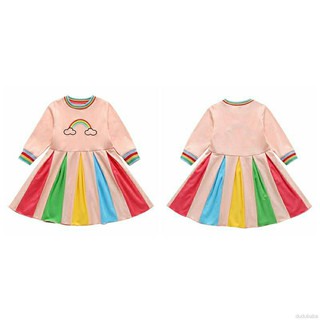ชุดเดรสแขนยาวสีรุ้ง3-4ปีน่ารักมากค่ะ