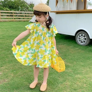 ชุดกระโปรงเด็กน้อยลายดอกไม้ ชุดเดรสกระโปรงสำหรับเด็กผู้หญิง เดรสสั้นแฟชั้นเด็กน้อยราคาโปรโมชั่น
