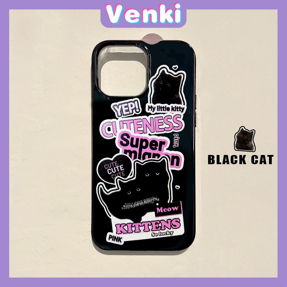 VENKI - เข้ากันได้กับ iPhone 14 Series TPU นิ่มแมวดำเคลือบเงาลูกอมป้องกันกล้องกันกระแทกเหมาะสำหรับ iPhone 13 12 11 PRO MAX XR XS 7 8 PLUS