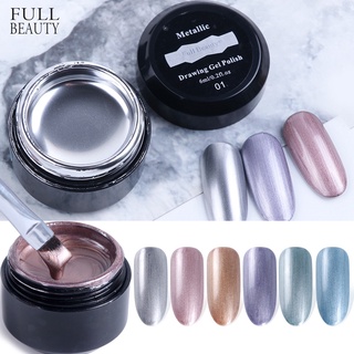 6ml Metal Effect Gel Nail Polish Mirror Silver Gold Color Painting Hybrid Varnish Winter Drawing Metallic Lacquer Manicure