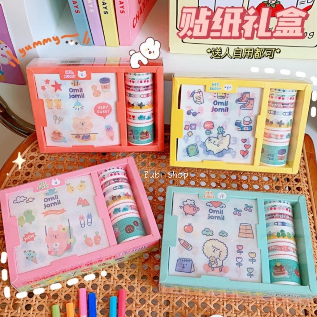 เซ็ทสติ๊กเกอร์ Hey Buddy เซ็ทเทปวาชิ คุ้มๆ ลายไม่ซ้ำ สติ๊กเกอร์ DIY สติ๊กเกอร์ตกแต่ง