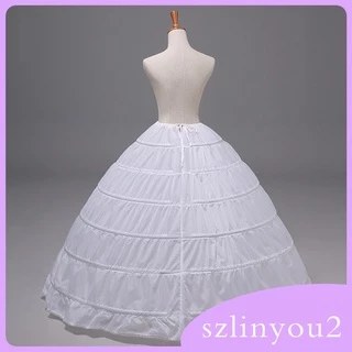 Vintage White Long 6 Hoop Petticoat Extra Full Wedding Ball Gown Crinoline
