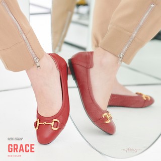 รองเท้าหนังแกะ รุ่น Grace Red color (สีแดง)