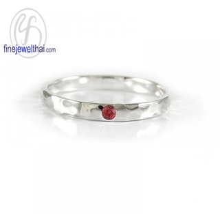 Finejewelthai-แหวนทับทิม-ทับทิม-แหวนพลอย-แหวนเงินแท้-พลอยประจำเดือนเกิด-Ruby-Silver-Ring-Birthstone-R1228rb