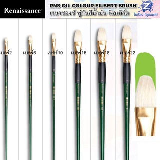 พู่กันสีน้ำมัน หัวแบน-ปลายมน อย่างดี Renaissance Oil color Filbert Brush มีหลายขนาดให้เลือก (1 อัน)