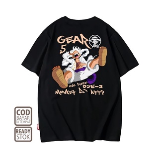 คอตต้อนคอกลมเสื้อยืด ลายการ์ตูนอนิเมะญี่ปุ่น LUFFY GEAR 5 ONE PIECE 0015 ALVACOTH พรีเมี่ยมS-5XL