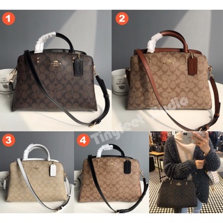 Coach 91495 91016 Lillie Carryall ในผ้าใบซิกเนเจอร์ Colorblock Women Crossbody Sling Top Handle Bag