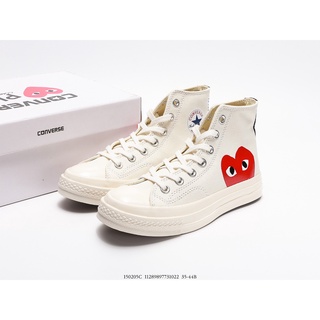 รองเท้าผ้าใบConverse GARÇONS PLAY x Converse Chuck Taylor All Star 1970s HiCDขาวรองเท้าชาย-หญิง สินค้าพร้อมส่ง