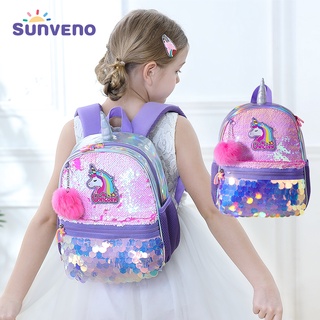 Sunveno Childrens Backpack for Girls Pre-School Bag for Kindergarten Elementary - Reversible Sequin,Unicorn ,Lightweight Gift