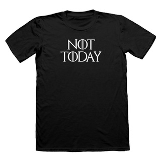 ย้อนยุคเสื้อยืดพิมพ์ลาย Game Of Thrones Lanister Not Today Arya Stark สําหรับผู้หญิงสีดําS-5XL