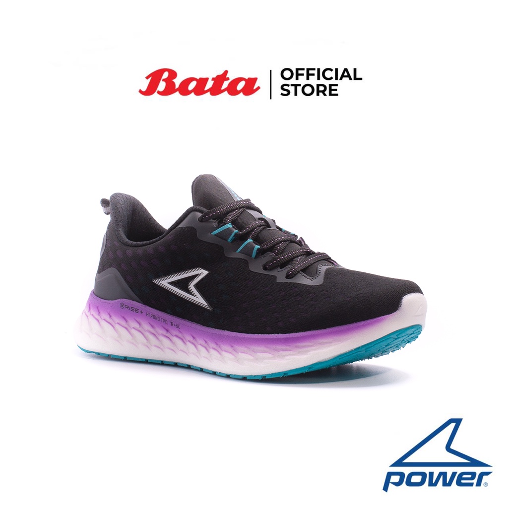 Bata บาจา ยี่ห้อ Power รองเท้าผ้าใบออกกำลังกาย แบบผูกเชือก รองรับน้ำหนักเท้าได้ดี  สำหรับผู้หญิง รุ่น XoRise+500 สีดำ 5186929