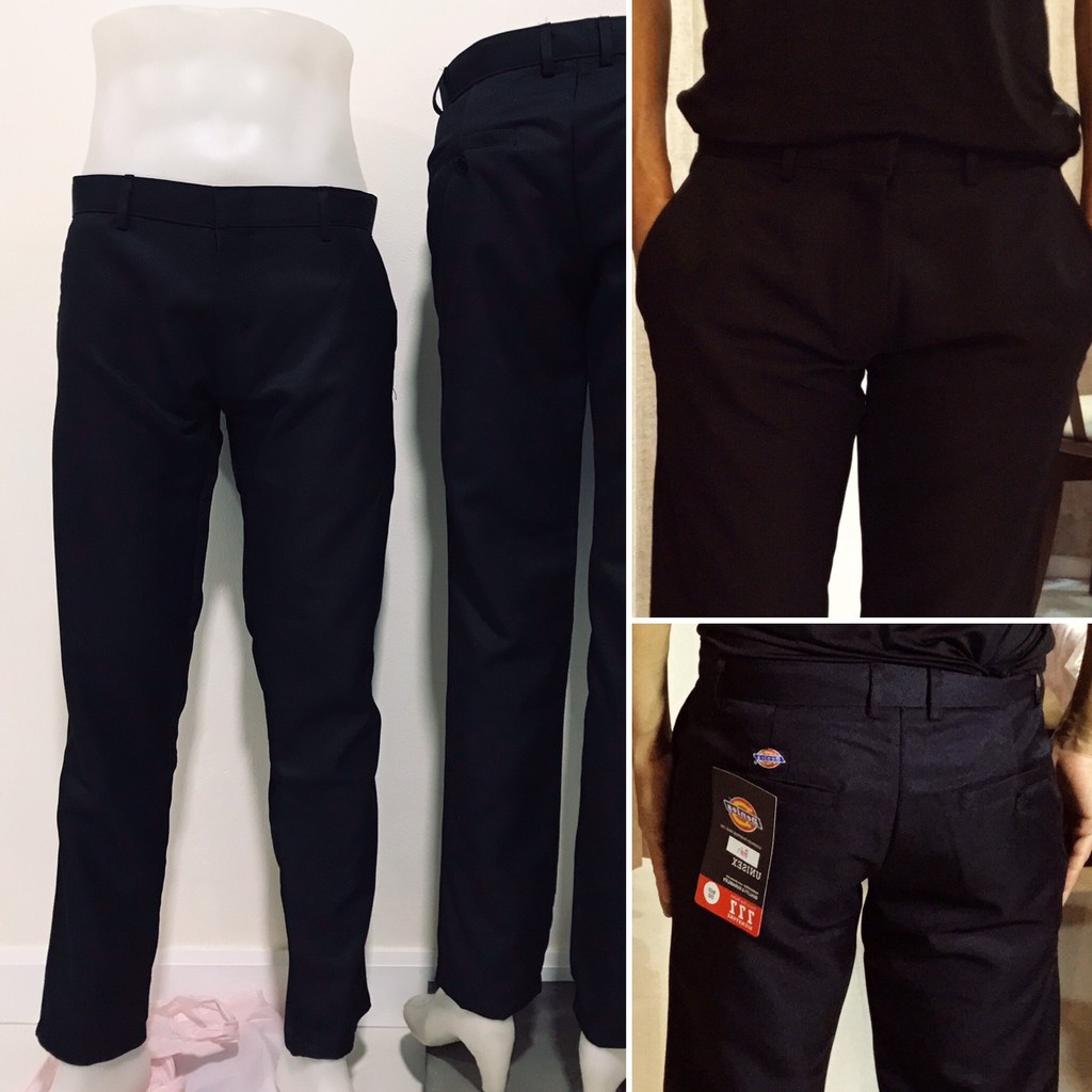 กางเกงสแล็คกระบอกเล็ก เกือบเดฟ ดำ-กรม ผ้ามันลีวาย กางเกงสแล็คทำงาน-นักศึกษา - รูปที่ 3