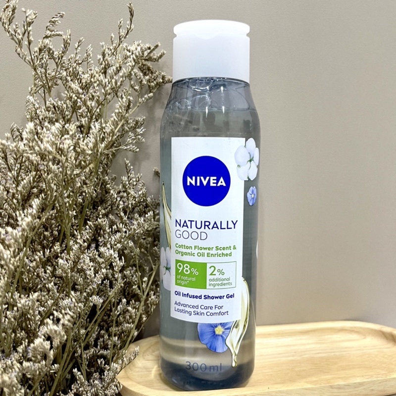 Nivea Naturally Good Cotton Flower Scent &amp; Organic Oil Enriched Shower 300ml ดอกฝ้าย