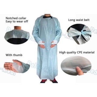 Isolate Gown CPE (100 ชุด) ชุดกาวน์กันสารคัดหลั่งกันน้ำ กันน้ำลาย น้ำหนักเบา ใช้ในโรงพยาบาล