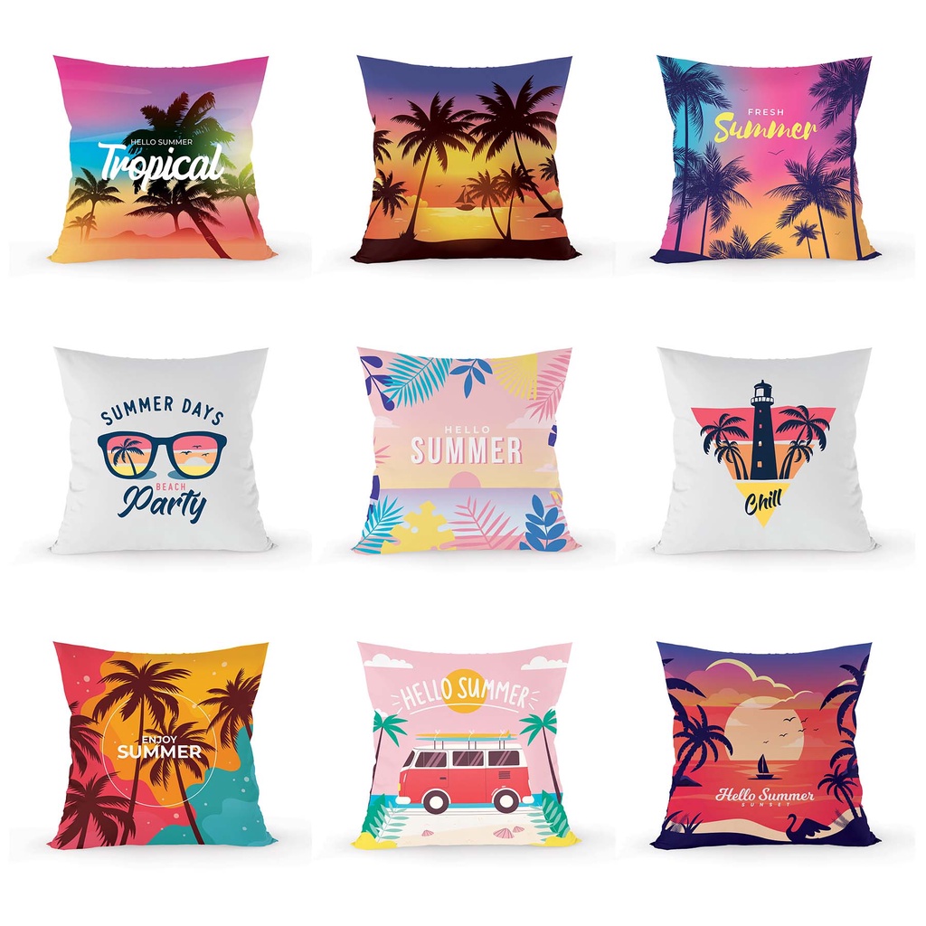 หมอนอิง ลายSUMMER ผ้าไมโครป้องกันไรฝุ่น บรรจุใยสังเคราะห์โพลีเกรดA ตกแต่งห้องต่างๆภายในบ้าน