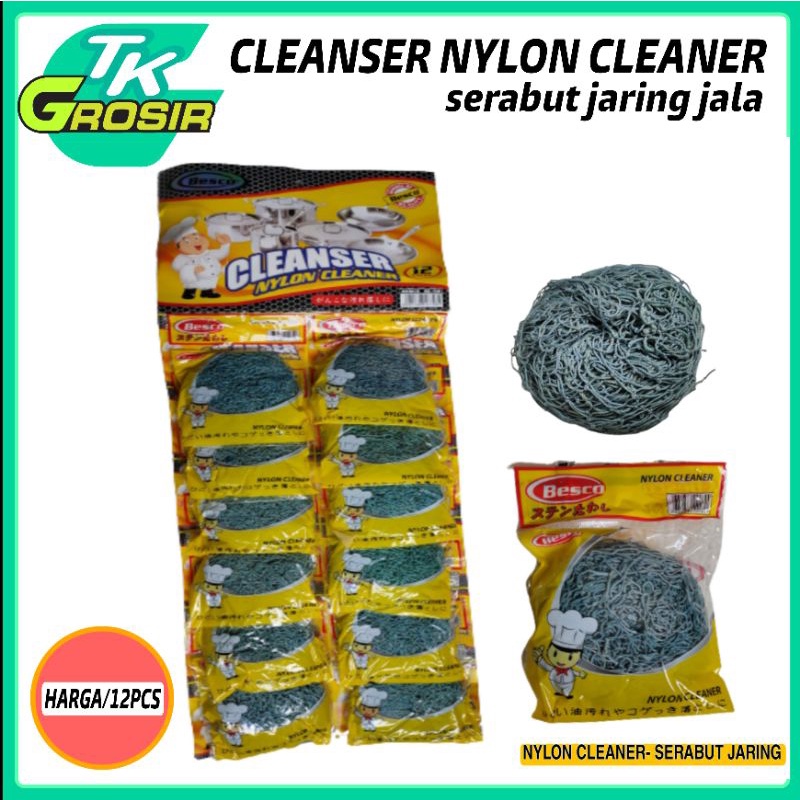 BESCO NYLON FIBER NET - NET FIBER CONTENTS 12 PCS - NYLON DISHWASHING FIBER MESH NET