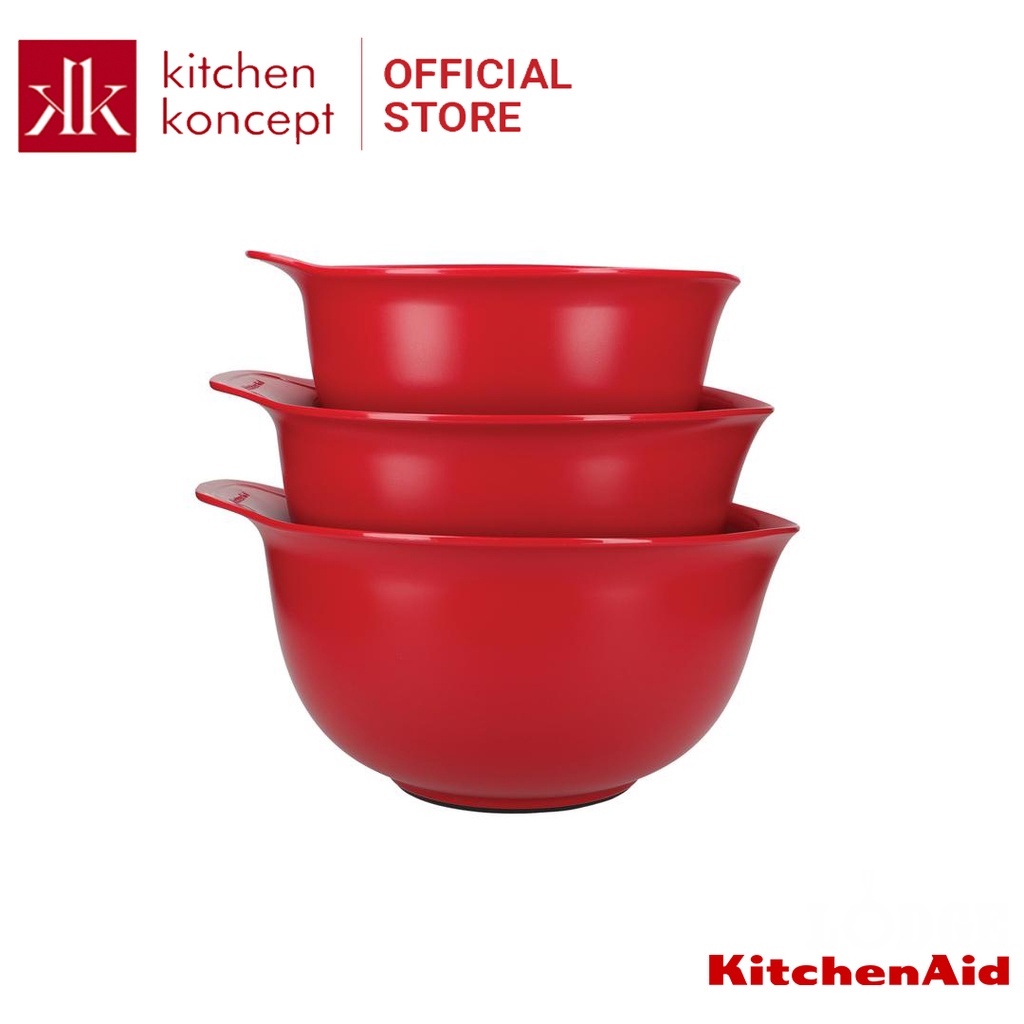 Kitchenaid - ชุดชามพลาสติกสีแดง 3 จาน