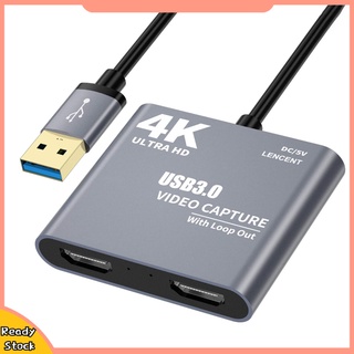 Hua-4k 1080P HDMI อะแดปเตอร์การ์ดจับภาพวิดีโอเสียง HD 1080p60 เป็น USB 3.0