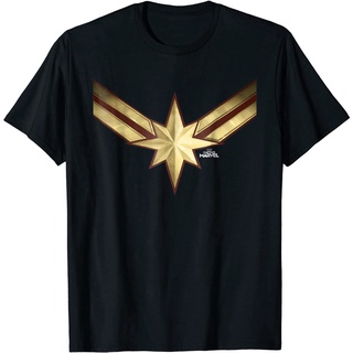 เสื้อยืดลำลอง Captain Marvel Gleaming Chest Logo Graphic T-Shirt T-Shirt