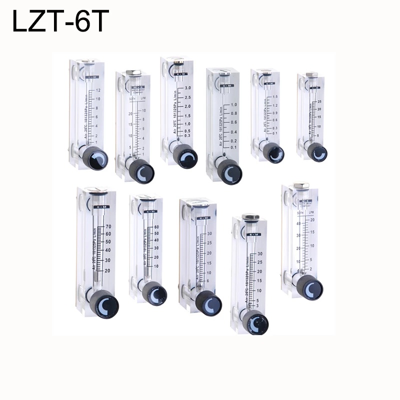 Lzt-6t แผงมิเตอร์วัดการไหลของเหลว 2-20LPH 4-40LPH 6-60LPH 10-100LPH 16-160LPH แก๊ส 50ML-100L/นาที