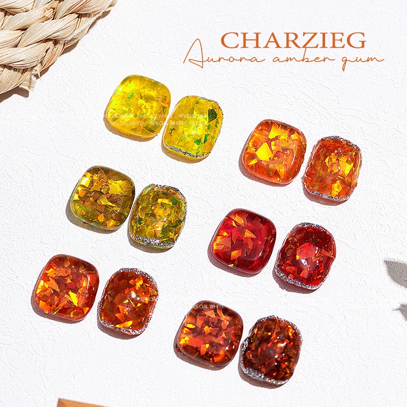 NEW HOT!!! สีกลิตเตอร์ออโรร่าสีเหลืองอำพันแบบญี่ปุ่น กลิตเตอร์เยอะ สวย ข้น สีชัด ยาทาเล็บ5ml