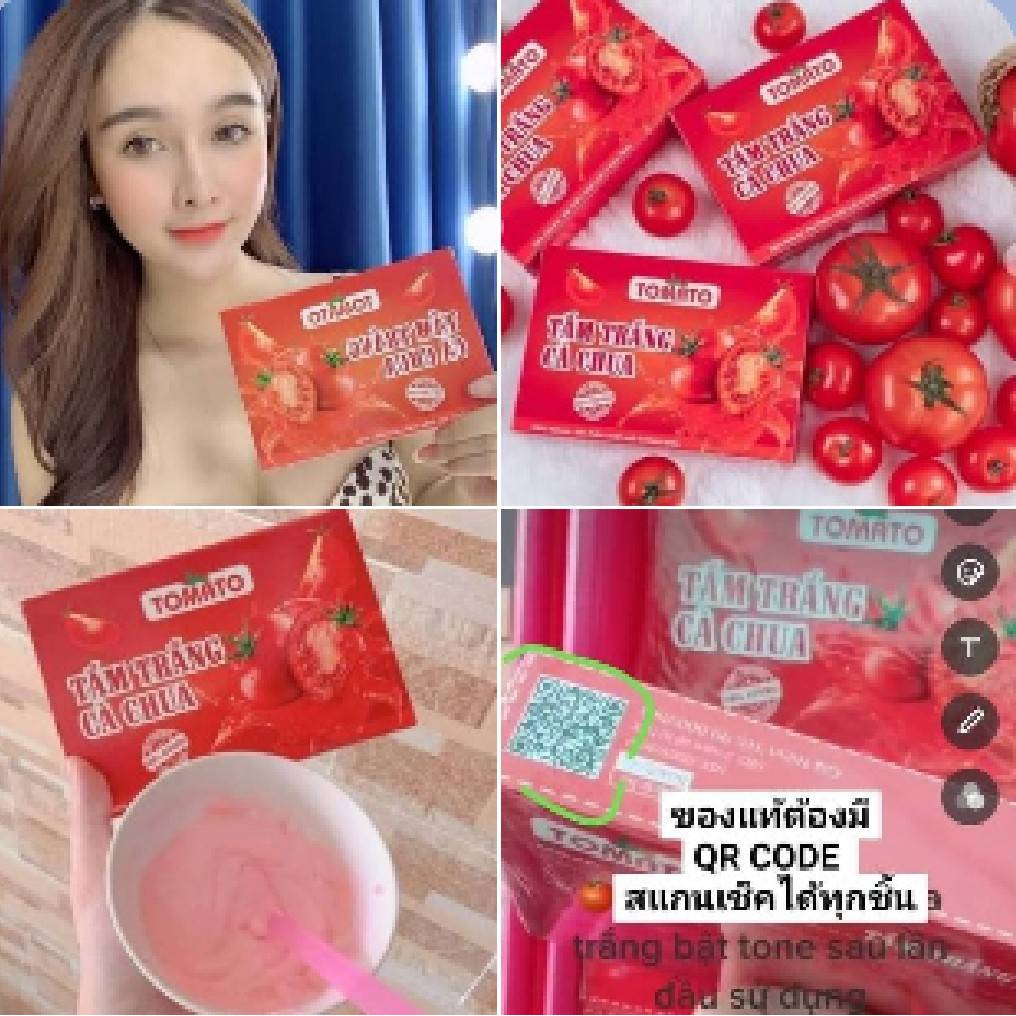 ( แท้ / มี QR Code สแกนเช็คได้ทุกชิ้น ) มาร์คมะเขือเทศเวียดนาม มาร์คปุ๊บขาวปั๊บ TOMATO mask Tắm Trắn