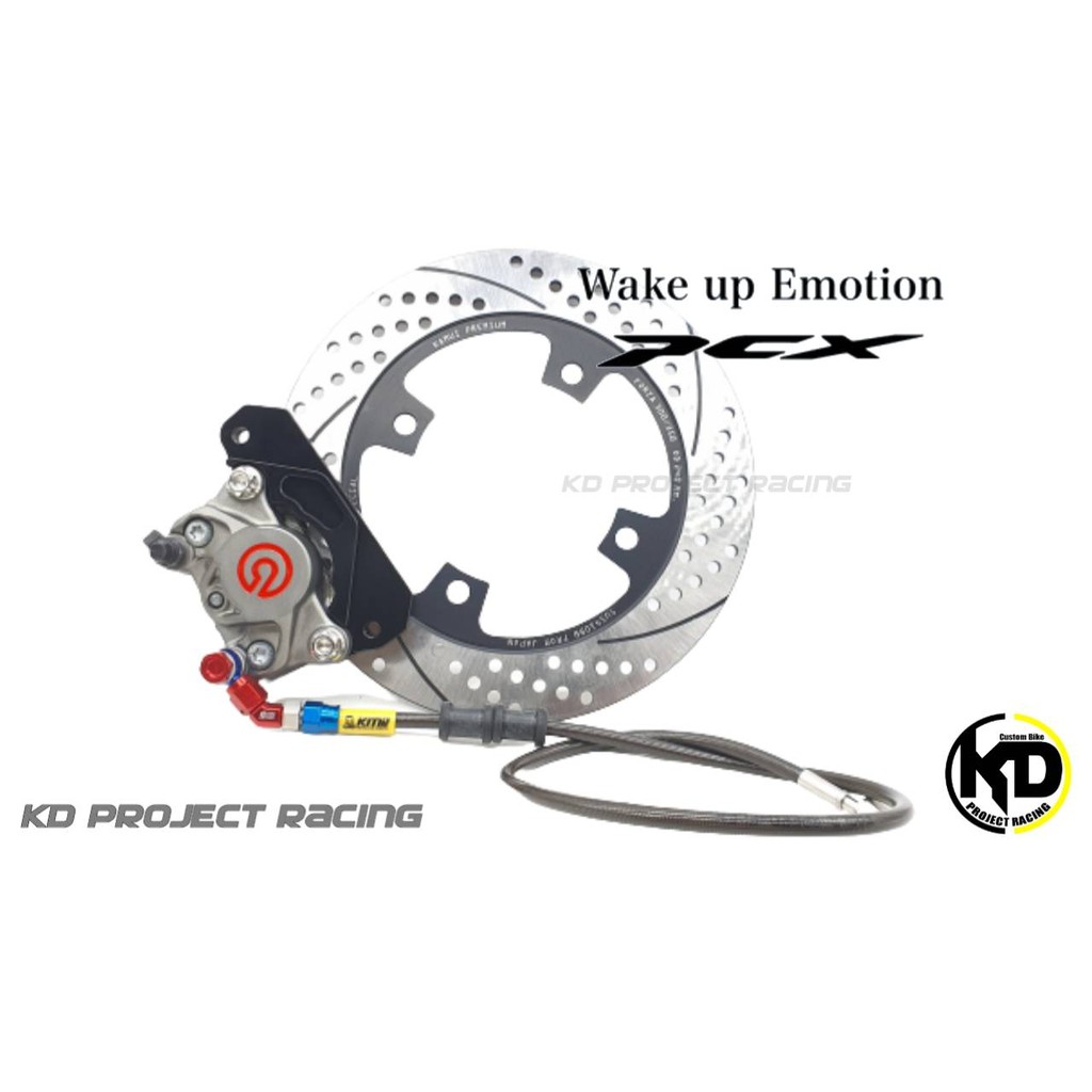 Honda PCX160, ADV150 ชุดอัพเกรดเบรกหลัง Brembo จาน kamui สายแท้ ealr's+Hel หัวสายkamui