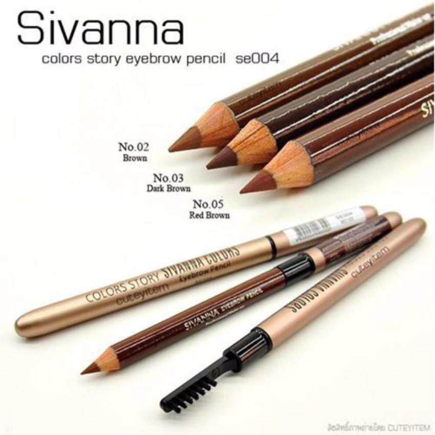 🤞ถูกชัวร์🤞 [แท่ง] SE004 ดินสอเขียนคิ้ว Sivanna Colors Story Eyebrow Pencil 2IN1 ดินสอเขียนคิ้ว เนื้อดี