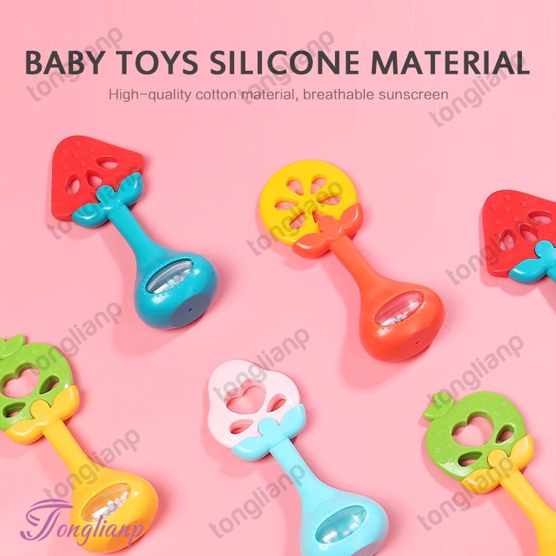 COD/พร้อมส่ง Baby rattle teether gum toy 312 months baby silicone