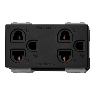 เต้ารับคู่ 3 ขา มีกราวด์ PANASONIC WEGN 15929 สีดำ DOUBLE SOCKET PANASONIC WEGN 15929 3-PIN BLACK