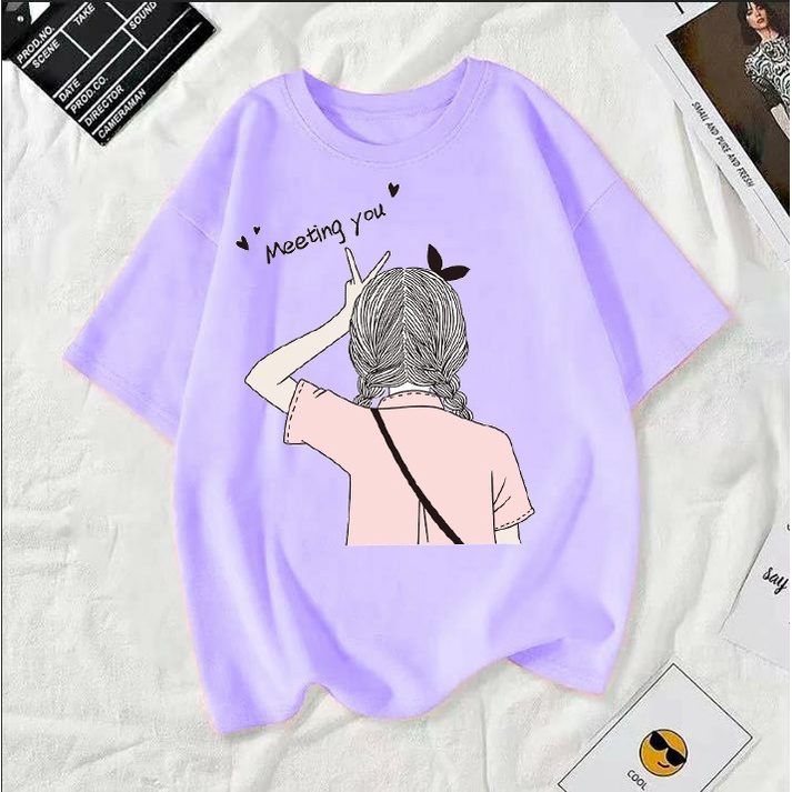เสื้อยืดคอกลมผ้านิ่มใส่สบาย ลายแฟชั่น พร้อมส่ง T-242