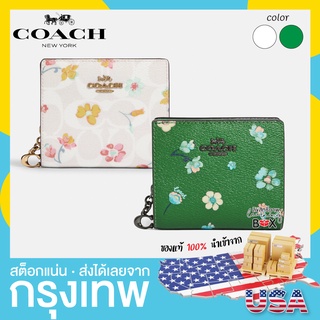 USA แท้💯% กระเป๋าคล้องข้อมือ กระเป๋าสตางค์ Coach Snap Wallet With Mystical Floral Print