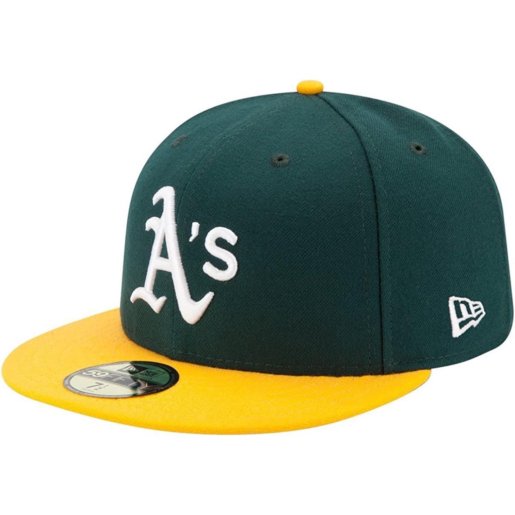 หมวกเบสบอล MLB Oakland Athlete ปีกแบน สีเหลือง สีเขียว สําหรับผู้ชาย และผู้หญิง