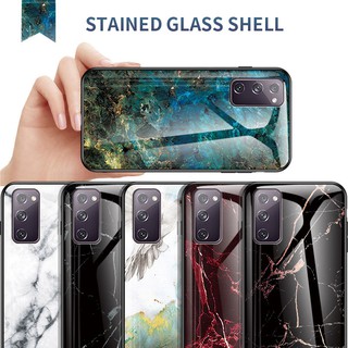 Samsung Galaxy S20 FE 4G/5G (Fan Edition) M51 Casing Fashion Marbled Glass Back Hrad Phone Case ปลอกโทรศัพท์