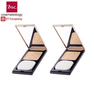 🔥 2 ชิ้น ตลับจริง 🔥  BSC C - COVER LIGHT POWDER SPF25 PA+++ 10g ตัวจริง บีเอสซี เครื่องสำอาง แป้ง พัฟ