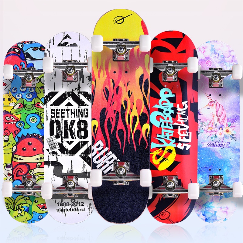 skateboards สเก็ตบอร์ด 80cm เหมาะสำหรับมือใหม่ สเกตบอร์ดผู้ใหญ่ เด็ก ผู้เริ่มต้นเล่น สเก็ตบอร์ดแฟชั่น