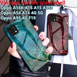 เคสโทรศัพท์มือถือกระจกนิรภัย แบบนิ่ม ลาย Marmer Untuk กันกระแทก สําหรับ Oppo A16K A16 A54 A74 A95 4G 5G F19 A15 A15S A16 K A15 S A 15S 16K A 15 S 16 K