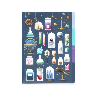 MIDORI 3 Pockets Clear Folder &lt;A5&gt; Science Tools (D35362006) / แฟ้ม 3 ช่อง ขนาด A5 ลายอุปกรณ์วิทยาศาสตร์ แบรนด์ MIDORI