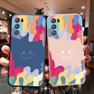 เคสซิลิโคนนิ่ม ลายหน้ายิ้ม สีรุ้ง สําหรับ OPPO Reno6 Z 5G Reno 5 Pro 4 4G 3 Reno2 Z F