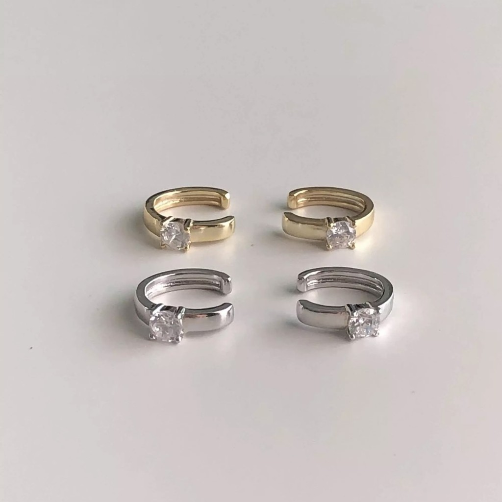 Winterwinter Silver925 : เครื่องประดับเงินแท้ Ear cuff ต่างหูหนีบเพชร ไม่ต้องเจาะ บีบ/ขยายเองได้