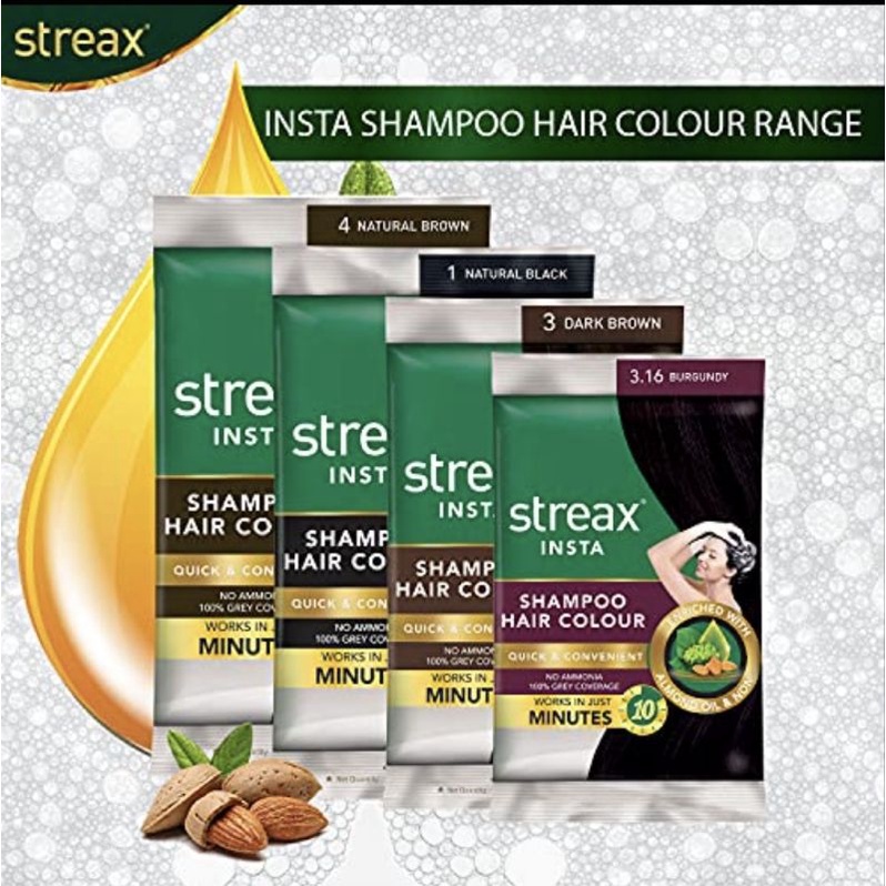 Streax insta Shampoo Hair Colour 18ml | Shopee Thailand