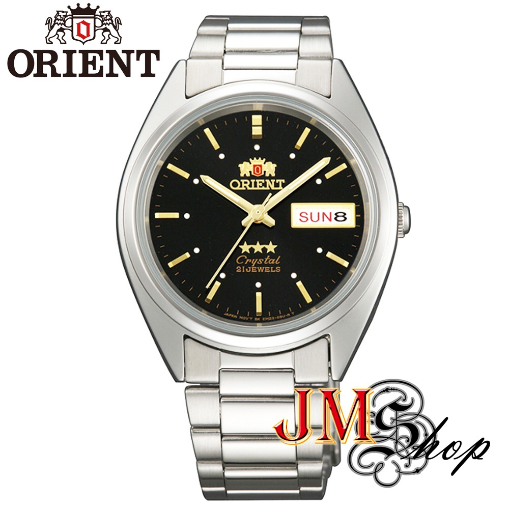 Orient Three Star Automatic นาฬิกาข้อมือผู้ชาย สายสแตนเลส รุ่น AB00005B (หน้าปัดสีดำ)