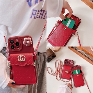 เคสโทรศัพท์มือถือ TPU แบบนิ่ม ลายตาราง พร้อมสายคล้องคอ และช่องใส่บัตร สไตล์คลาสสิก สําหรับ iPhone 11 Pro Max 12 13 iPhone14 iPhone X XS XR 7 8 Plus